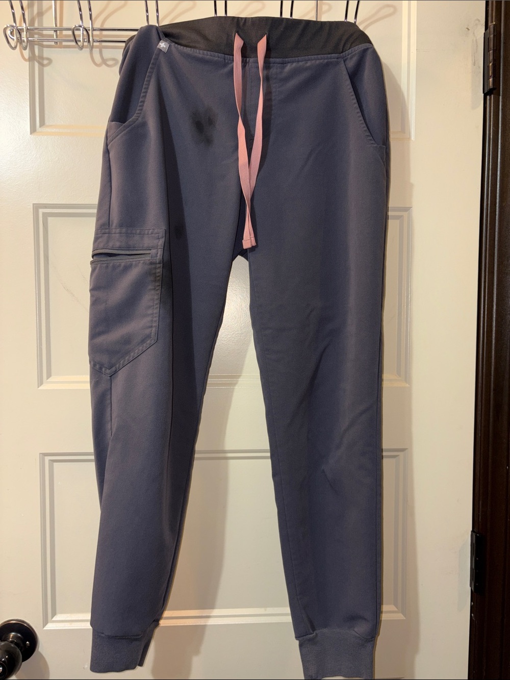 Figs xs petite Gray Jogger Pants with Pink Drawstring